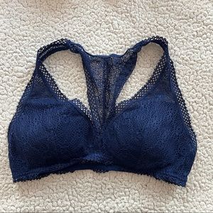 Victoria Secret Blue Lace Racerback Bralette Size L